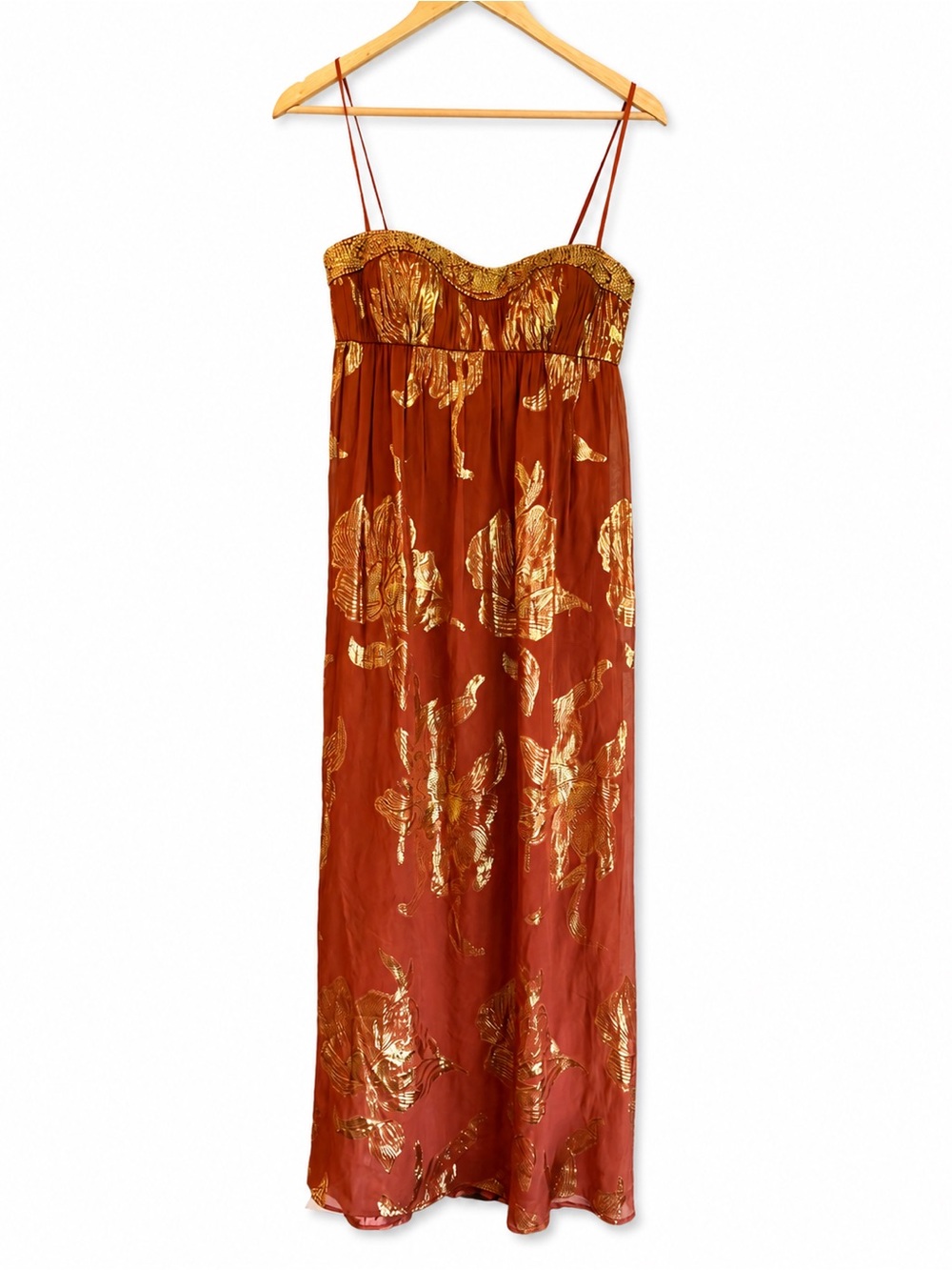 Aidan Mattox Silk Metallic Maxi Dress/ size 6.